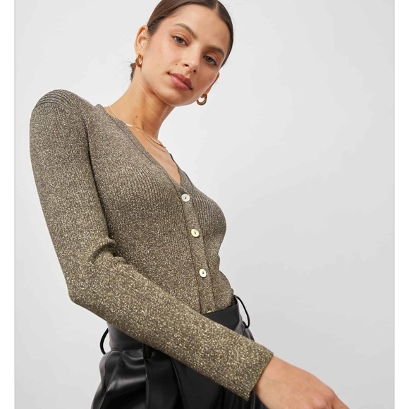 RAILS Beau Lurex Cardigan Gold Sz S - Picture 3 of 10